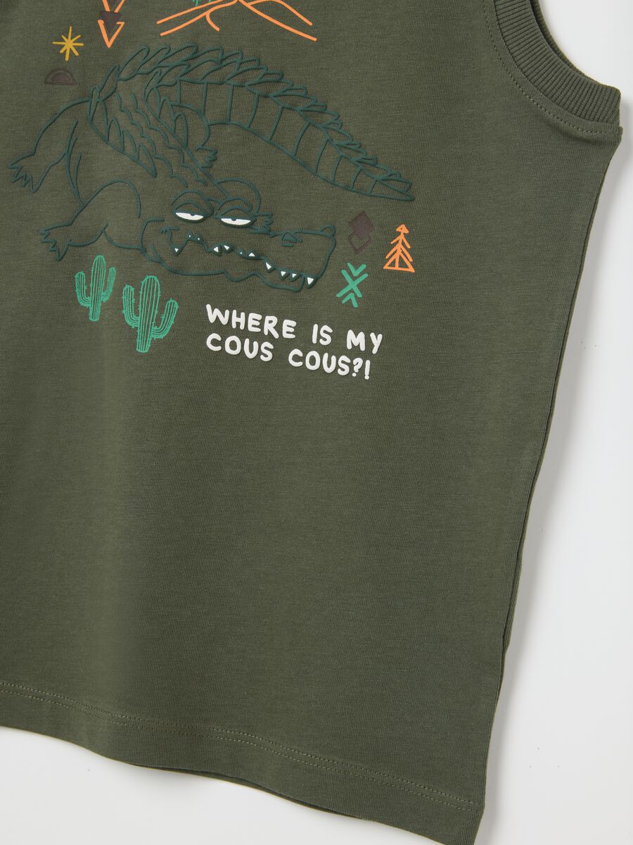 Children's Green Regular Fit Cotton Vest_2
