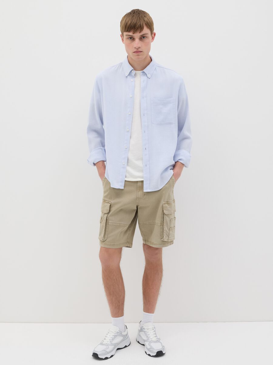 Light blue shirt in linen, viscose and cotton_1