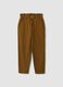 Bronze brown baggy-fit pure cotton denim jeans with paper-bag waist_4