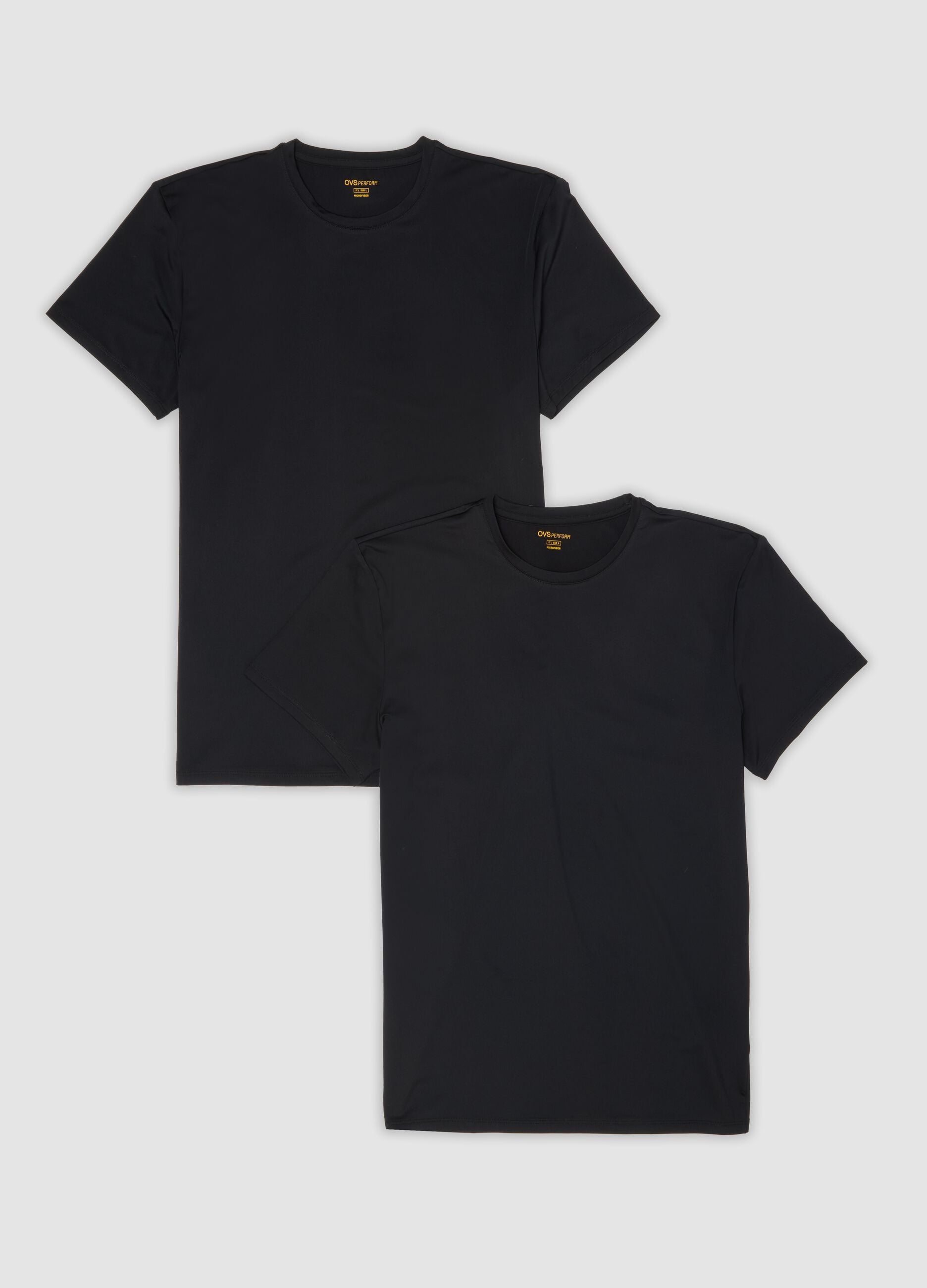 2-pack of black stretch microfibre T-shirts, regular fit