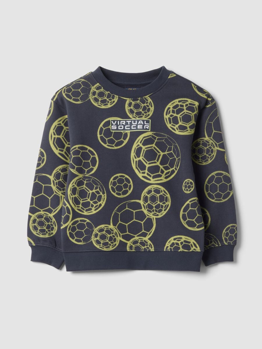 Blue crew-neck sweatshirt in pure organic cotton_0