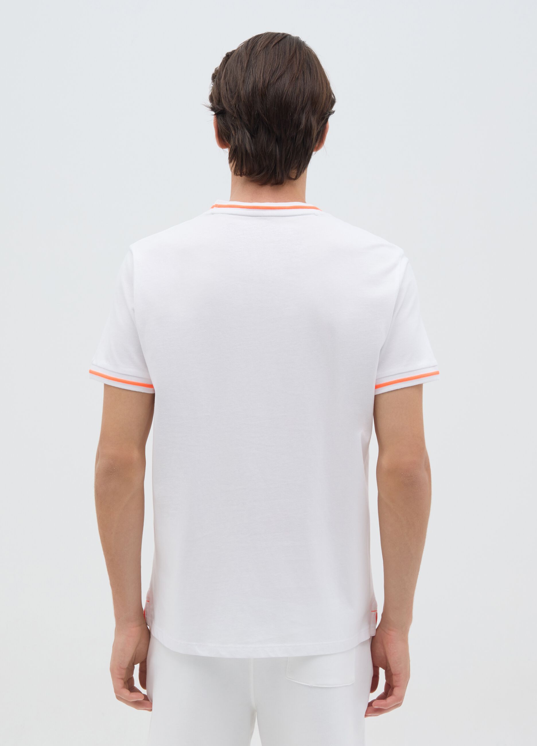 Men's multicolour pure cotton T-shirt, regular fit with fluorescent details