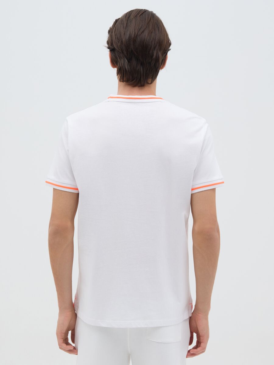 Men's multicolour pure cotton T-shirt, regular fit with fluorescent details_3