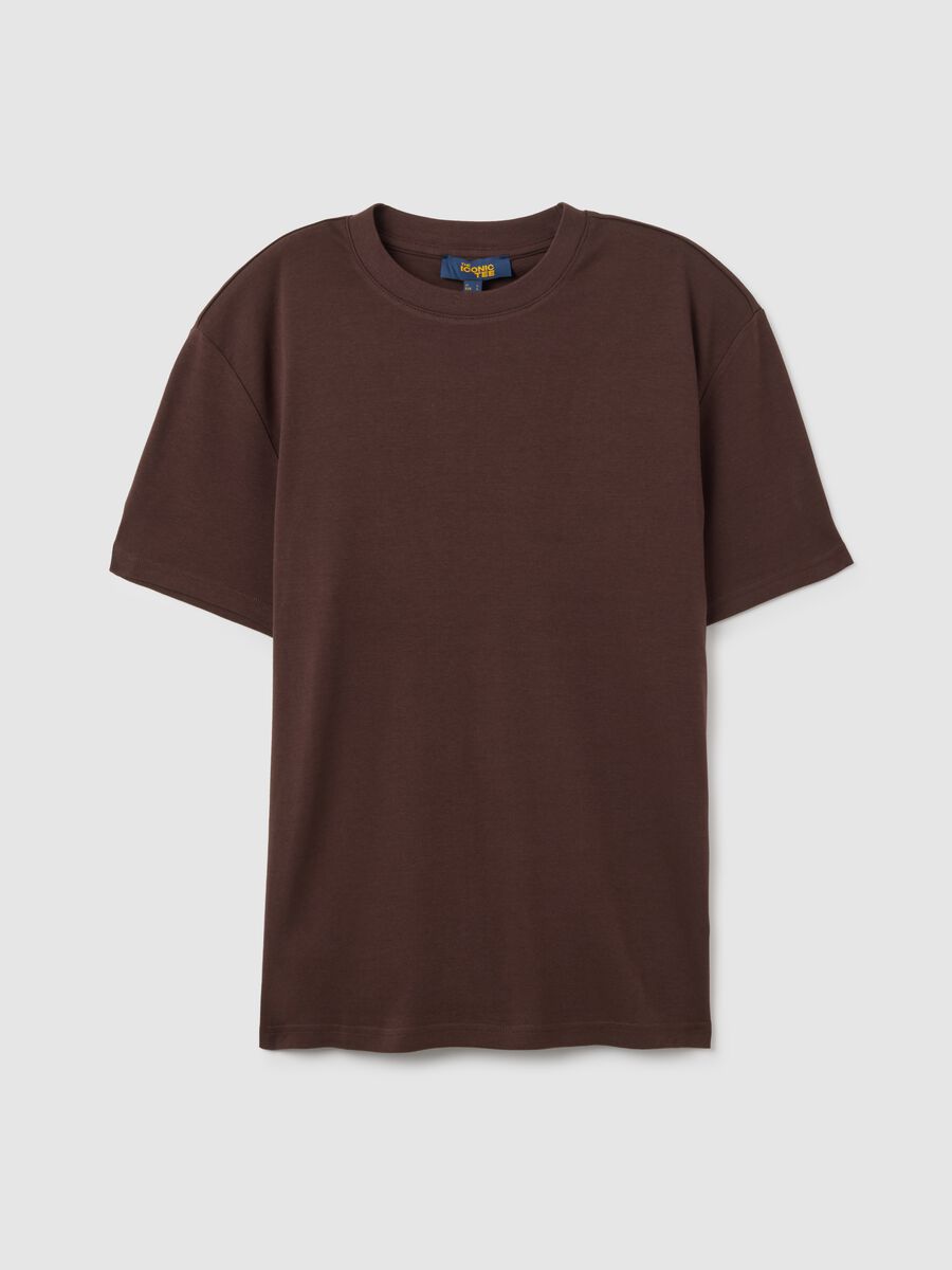 Brown pure cotton T-shirt with relaxed fit_4