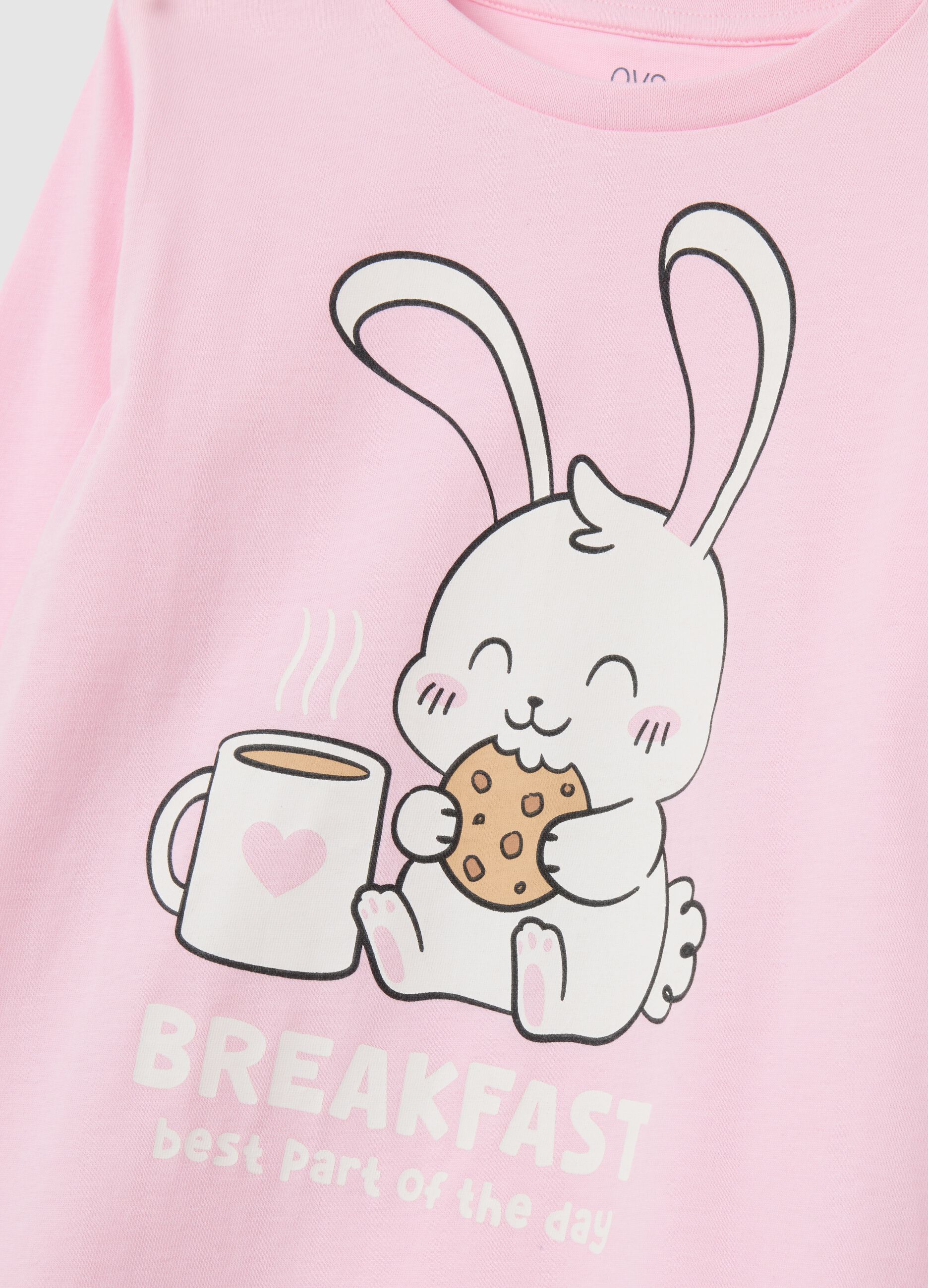 Girls' pink pure cotton pyjamas with print