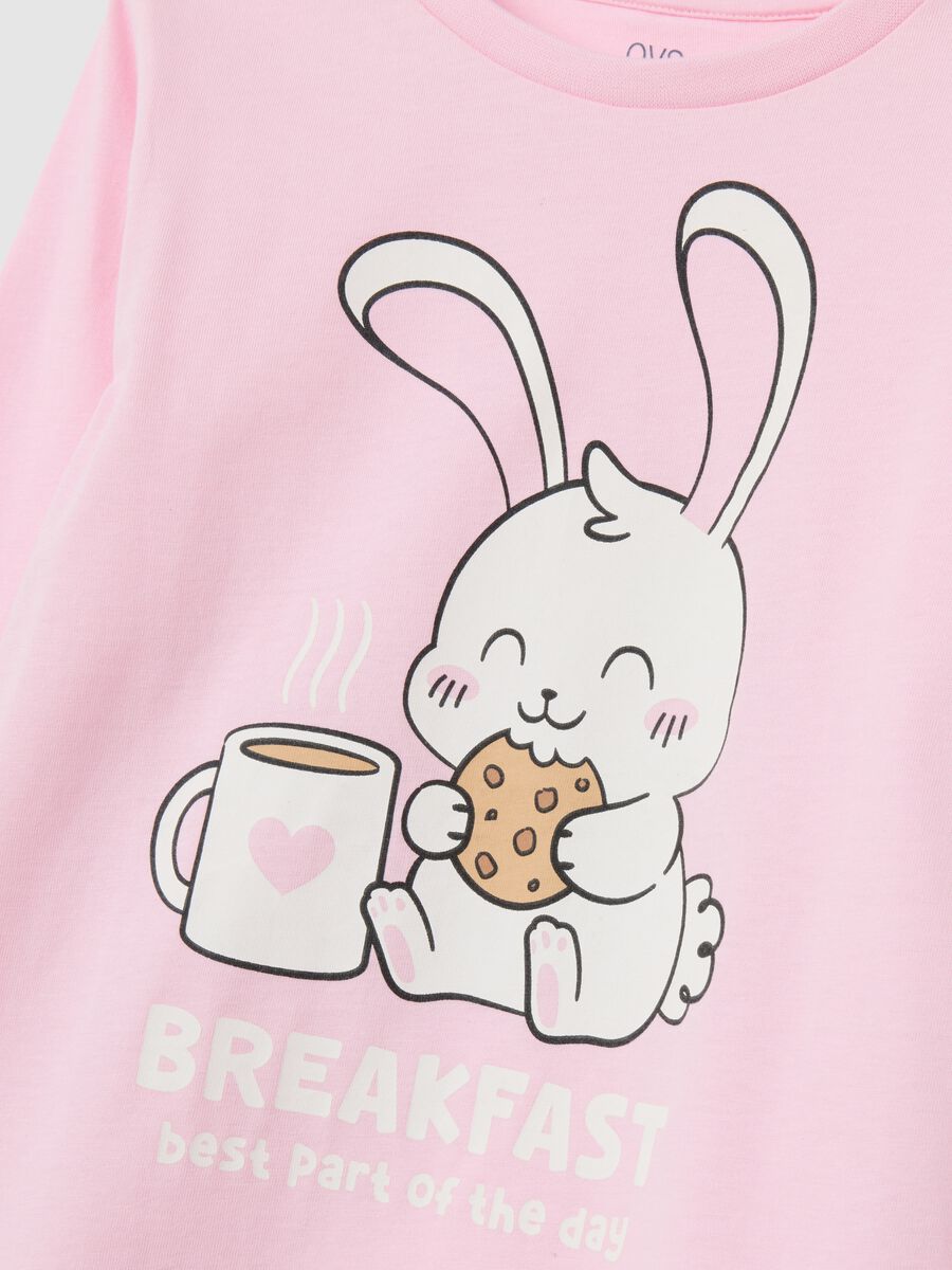 Girls' pink pure cotton pyjamas with print_2
