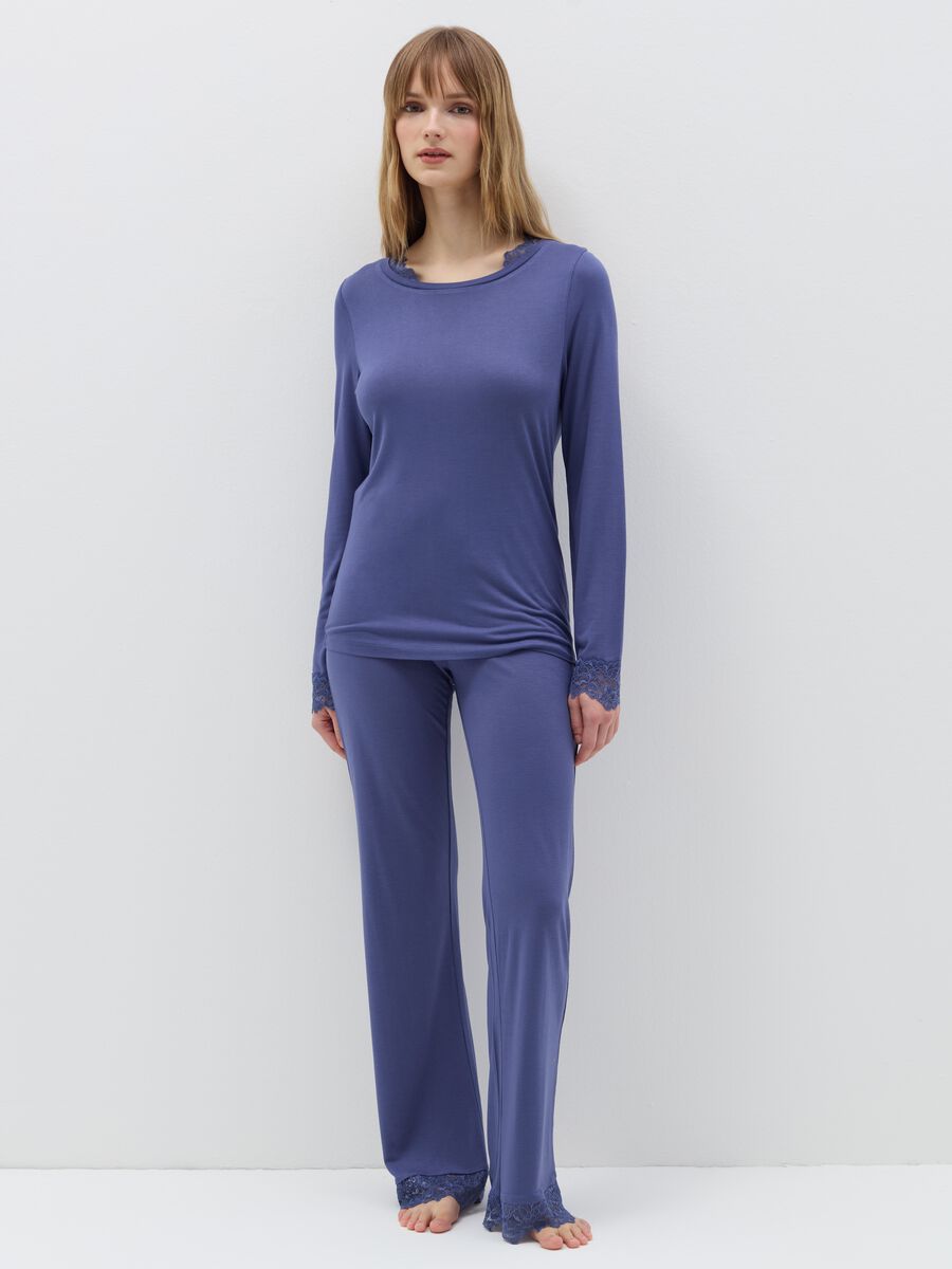 Pyjama trousers with lace insert_0