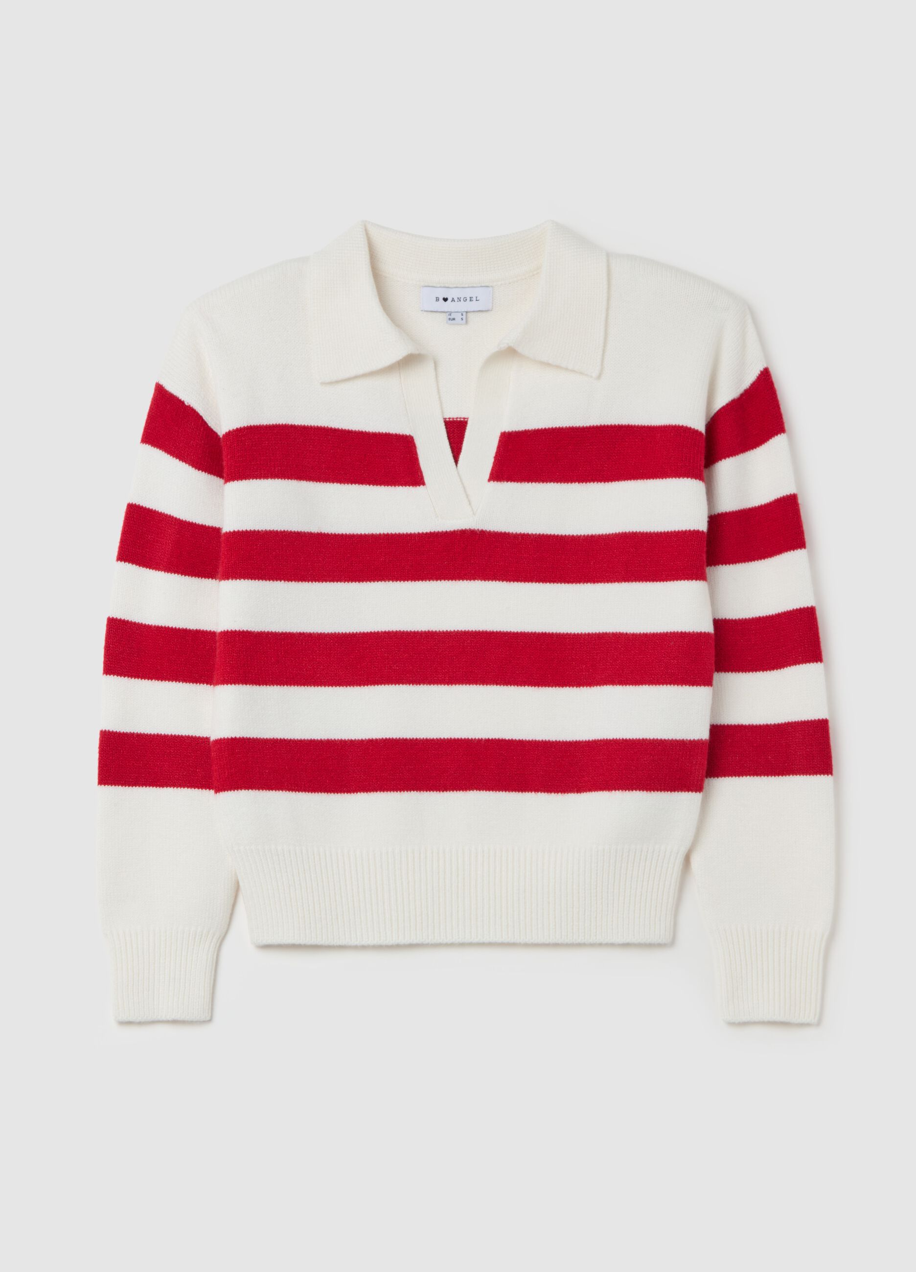 Top with red and white stripes and polo neck