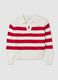 Top with red and white stripes and polo neck_4