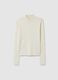 White Mixed Fitted Turtleneck Sweater_4