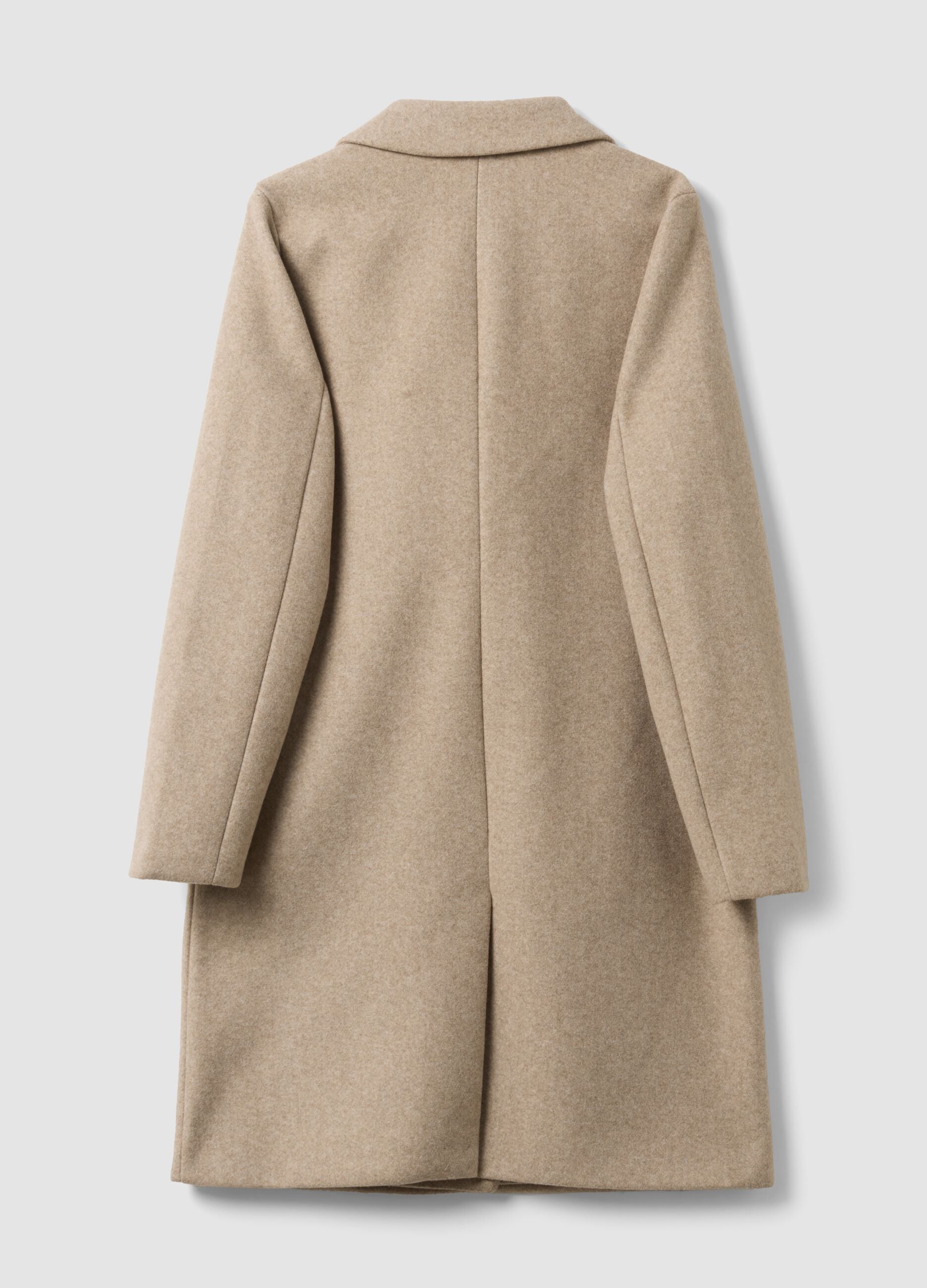 Camel regular-fit coat with lapels and buttons