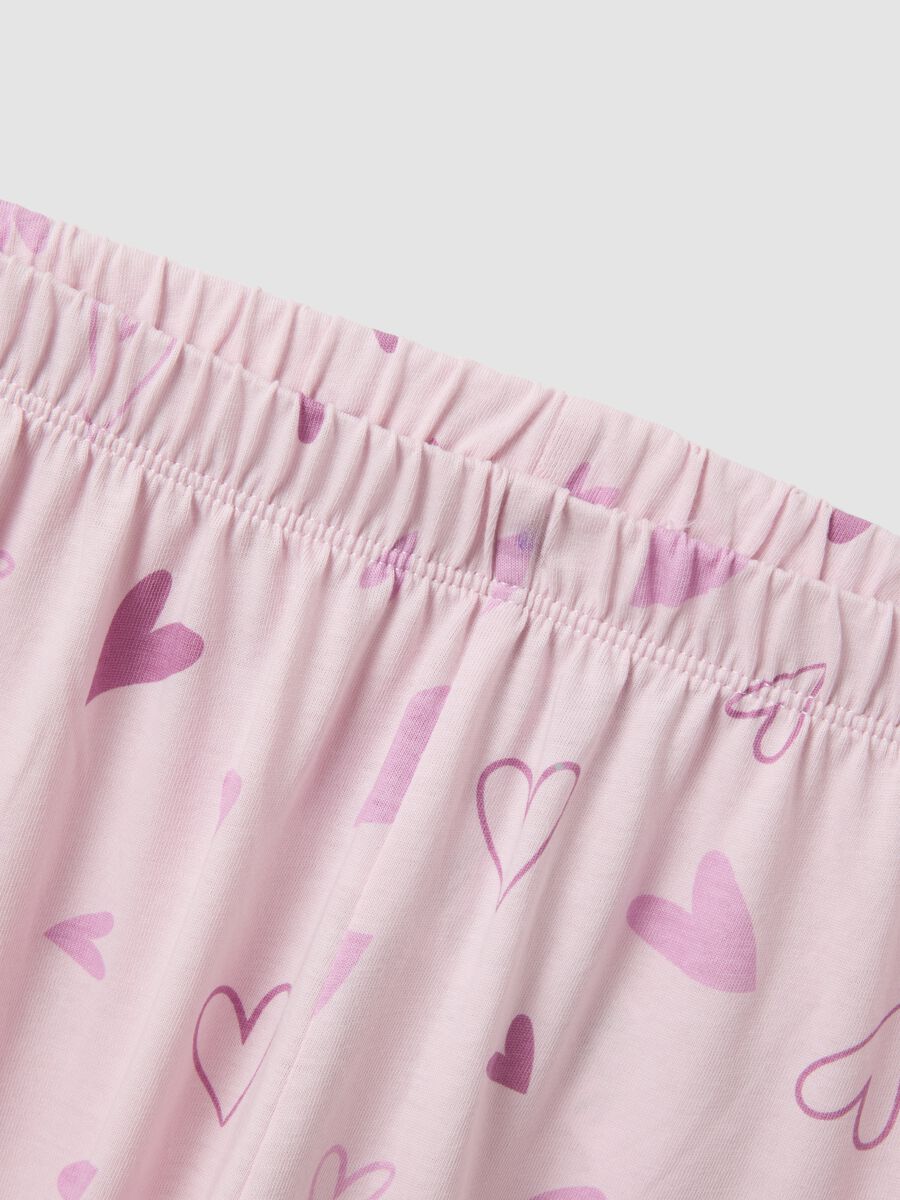 Pink long organic cotton jersey pyjamas with prints for girls_3
