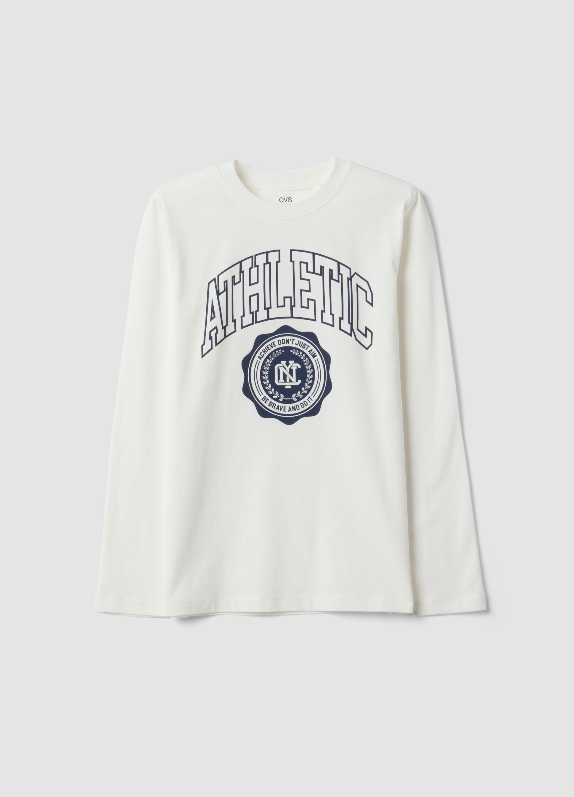White organic cotton graphic-print T-shirt for boys