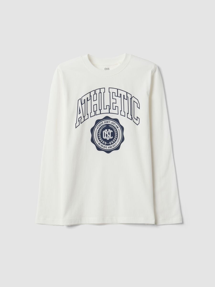 White organic cotton graphic-print T-shirt for boys_0