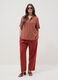 Regular fit red linen blend trousers_0