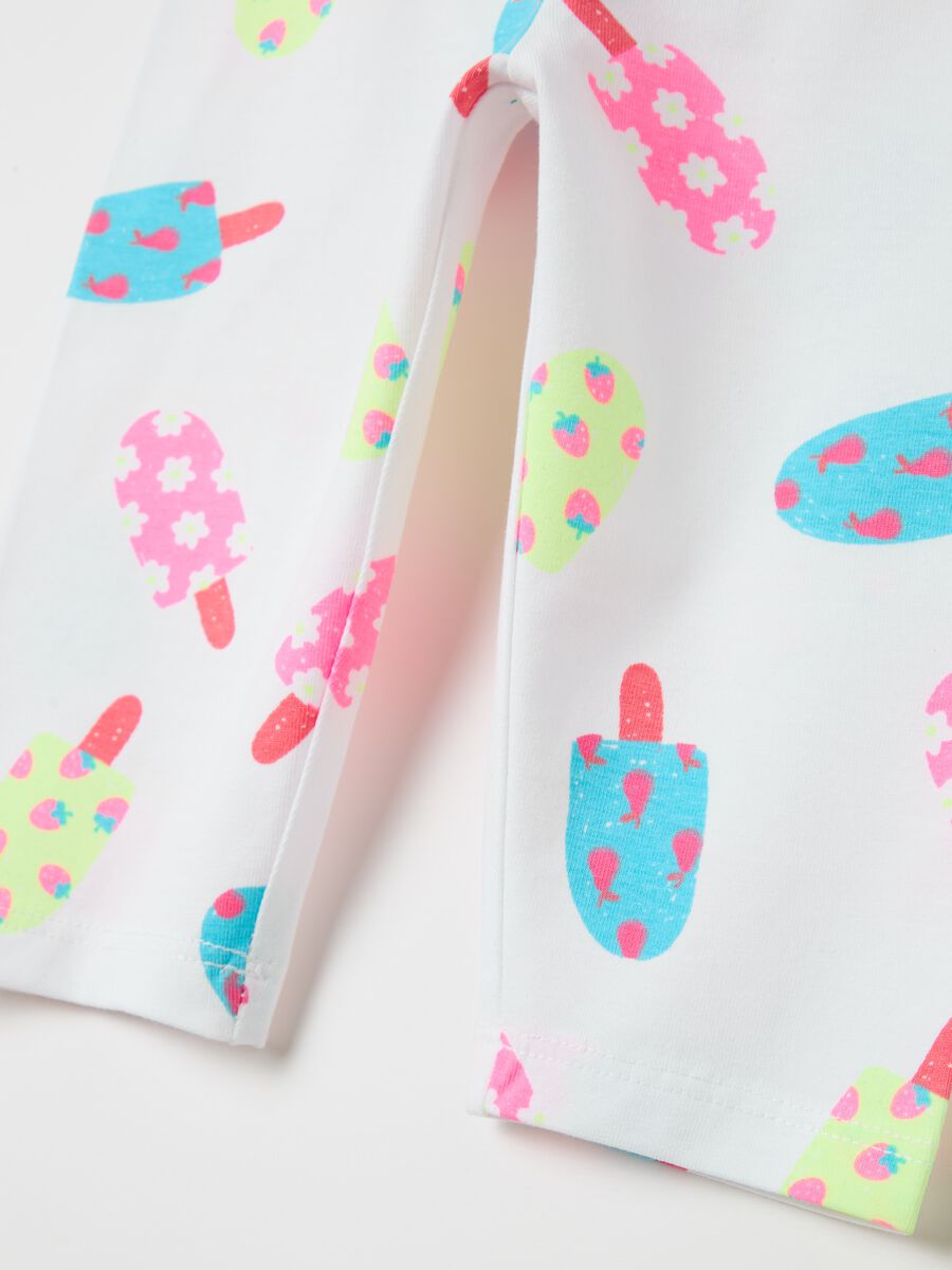 Three-quarter leggings in stretch cotton with print_2