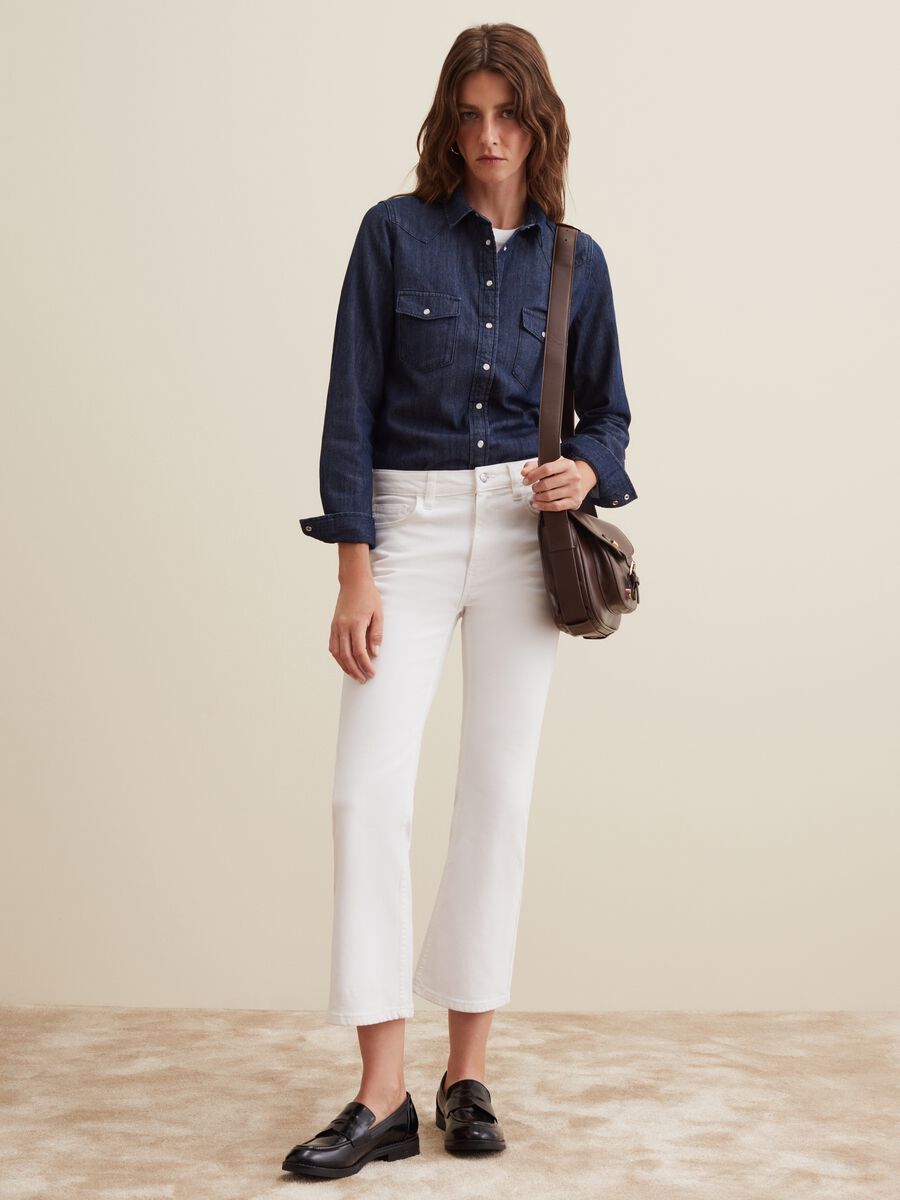 Camicia western in denim con bottoni perlati_0