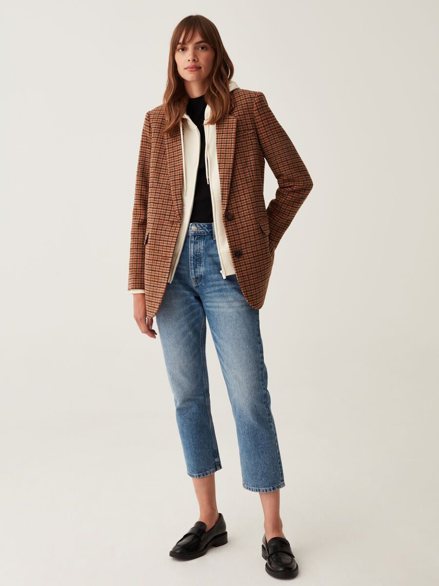 Blazer monopetto pied de poule_0