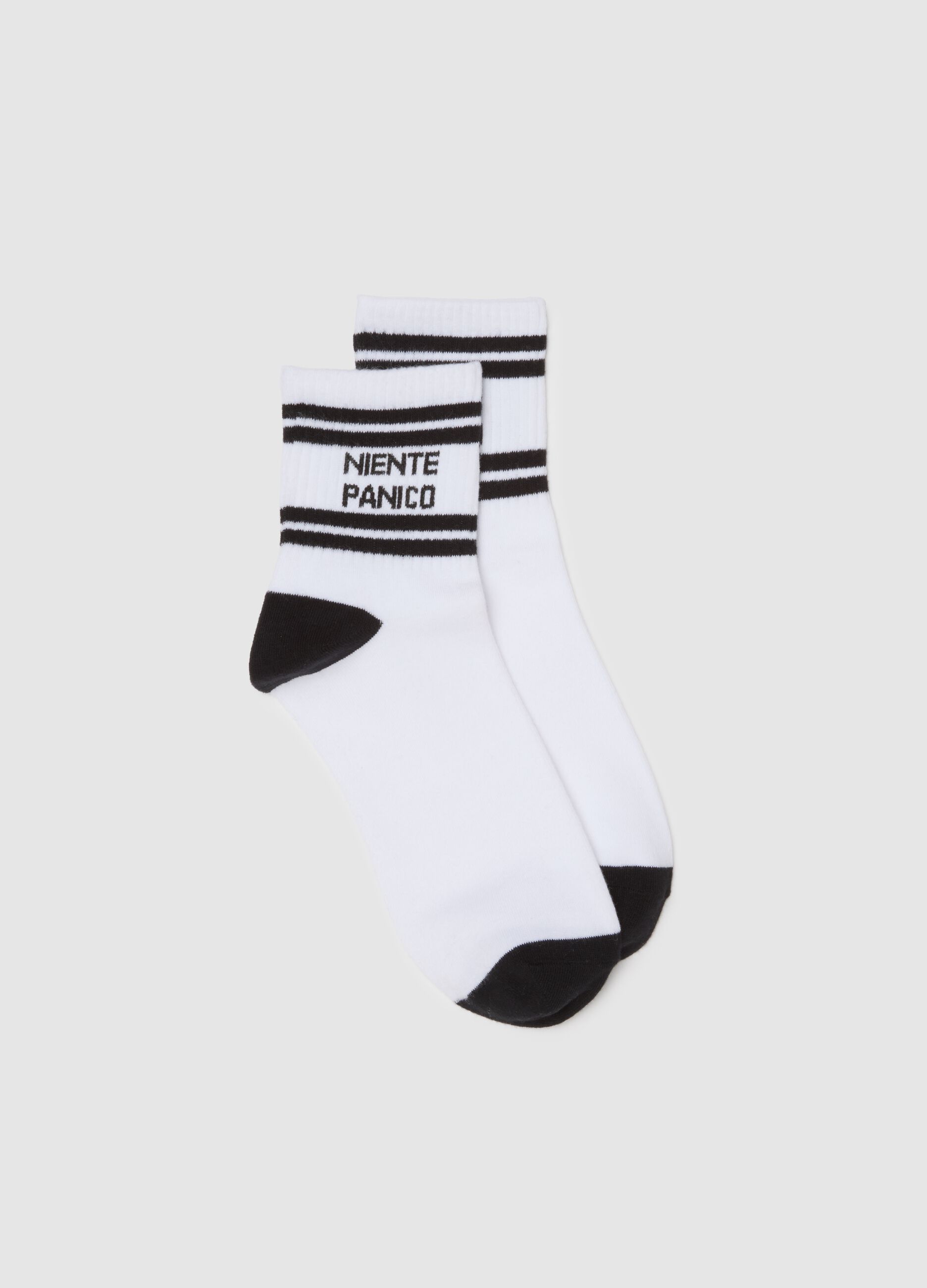 Black and white stretchy fabric socks