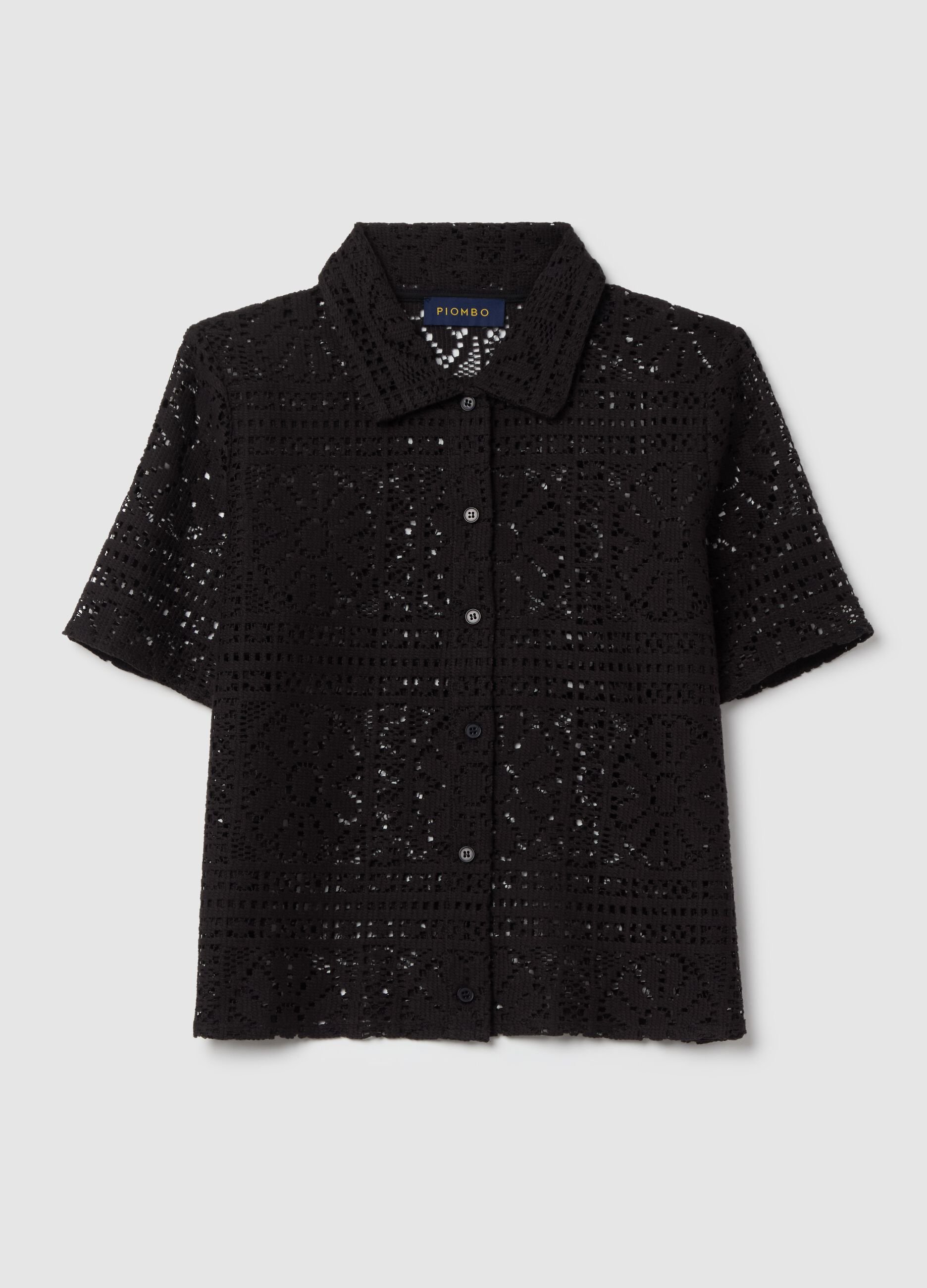Black polo shirt in lace