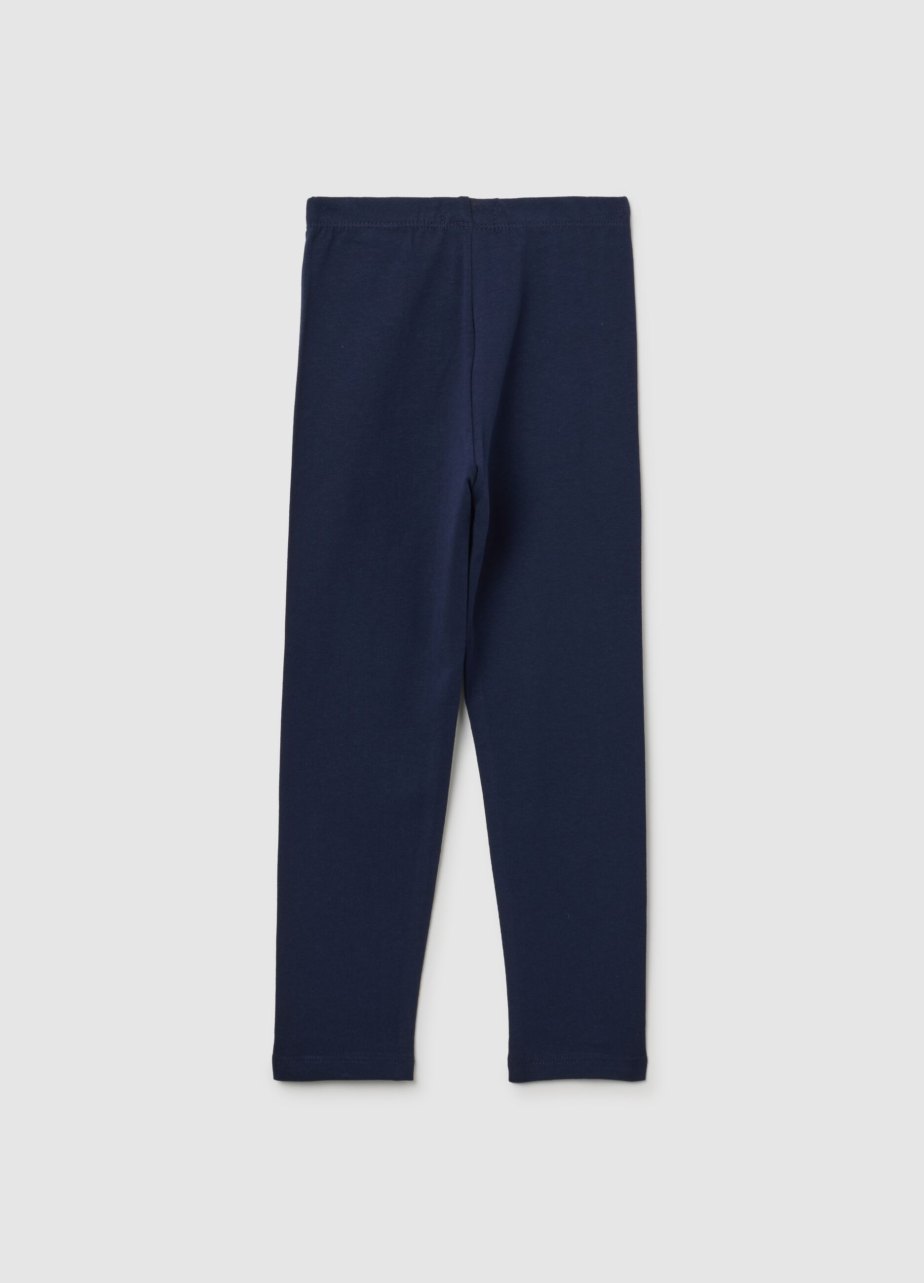 Leggings da bambina in cotone elasticizzato blu skinny