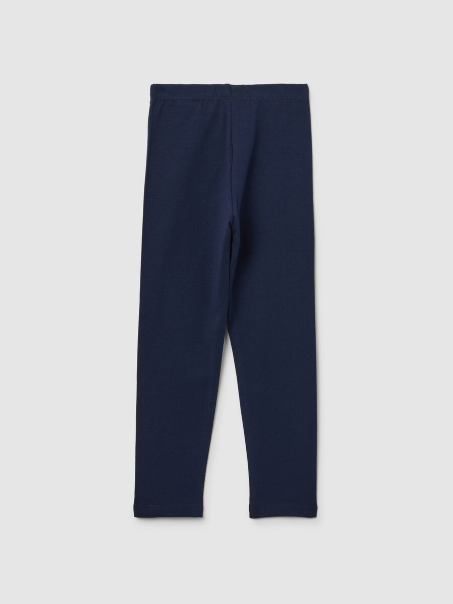 Leggings da bambina in cotone elasticizzato blu skinny_1