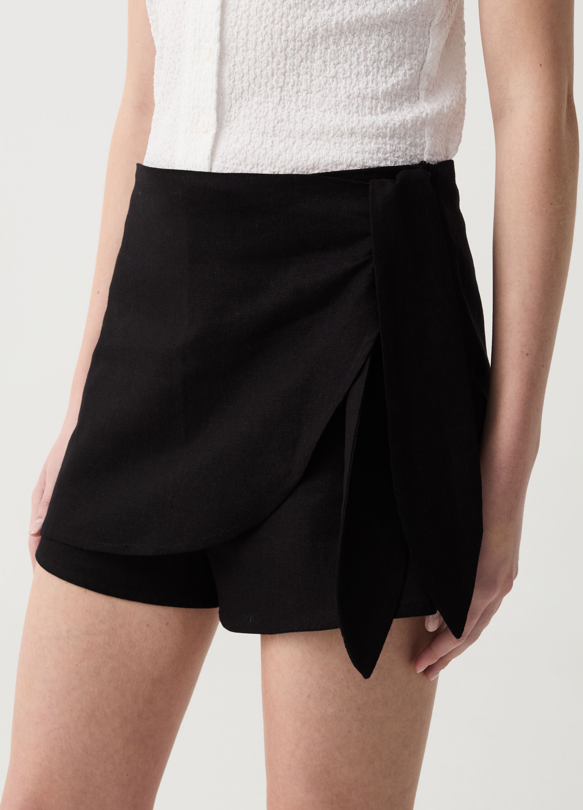Skort in lino e viscosa
