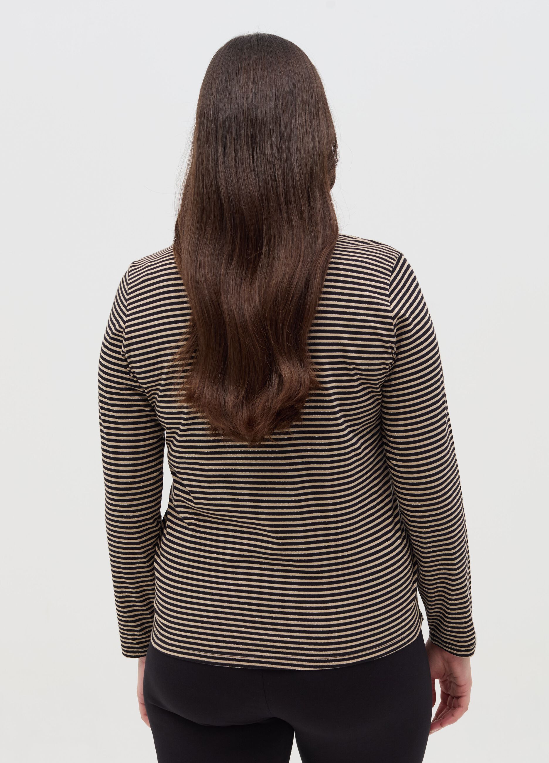 Curvy T-shirt in striped lurex