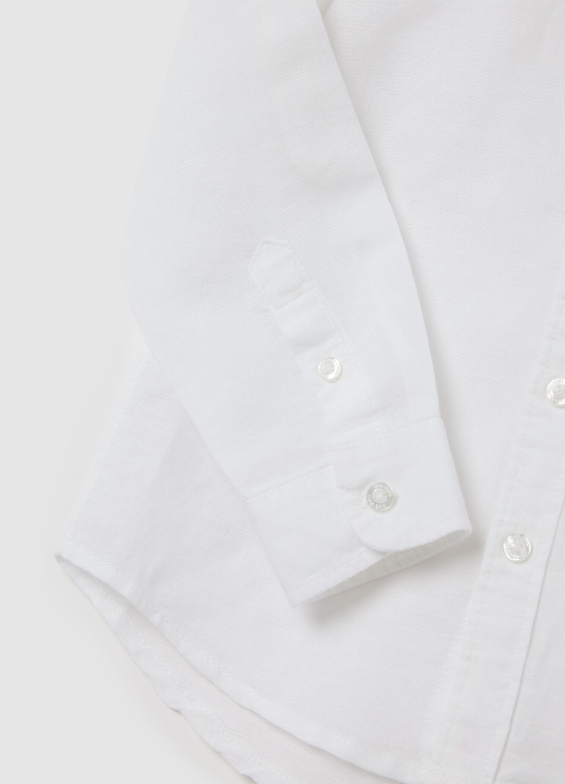 Camicia da bambino in lino e cotone bianca regular fit
