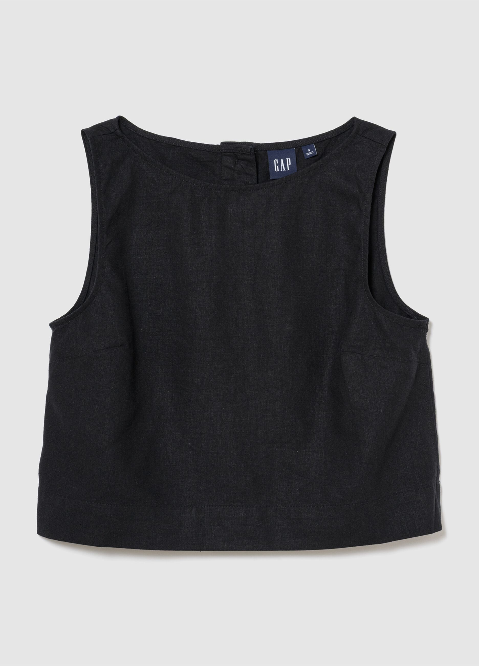 Sleeveless linen-blend top
