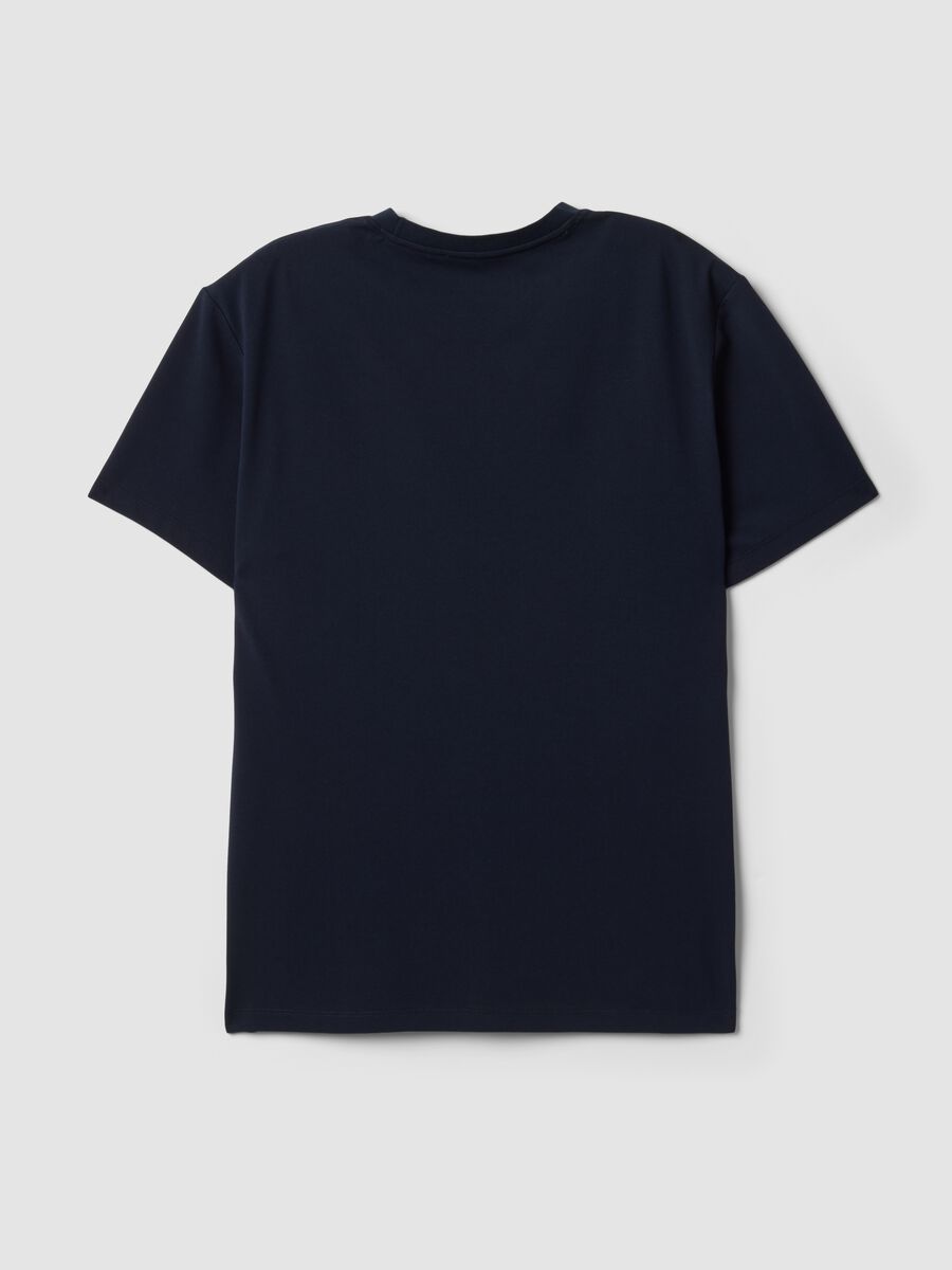 T-shirt blu in misto cotone piquet elasticizzato regular fit Easy Dry_2