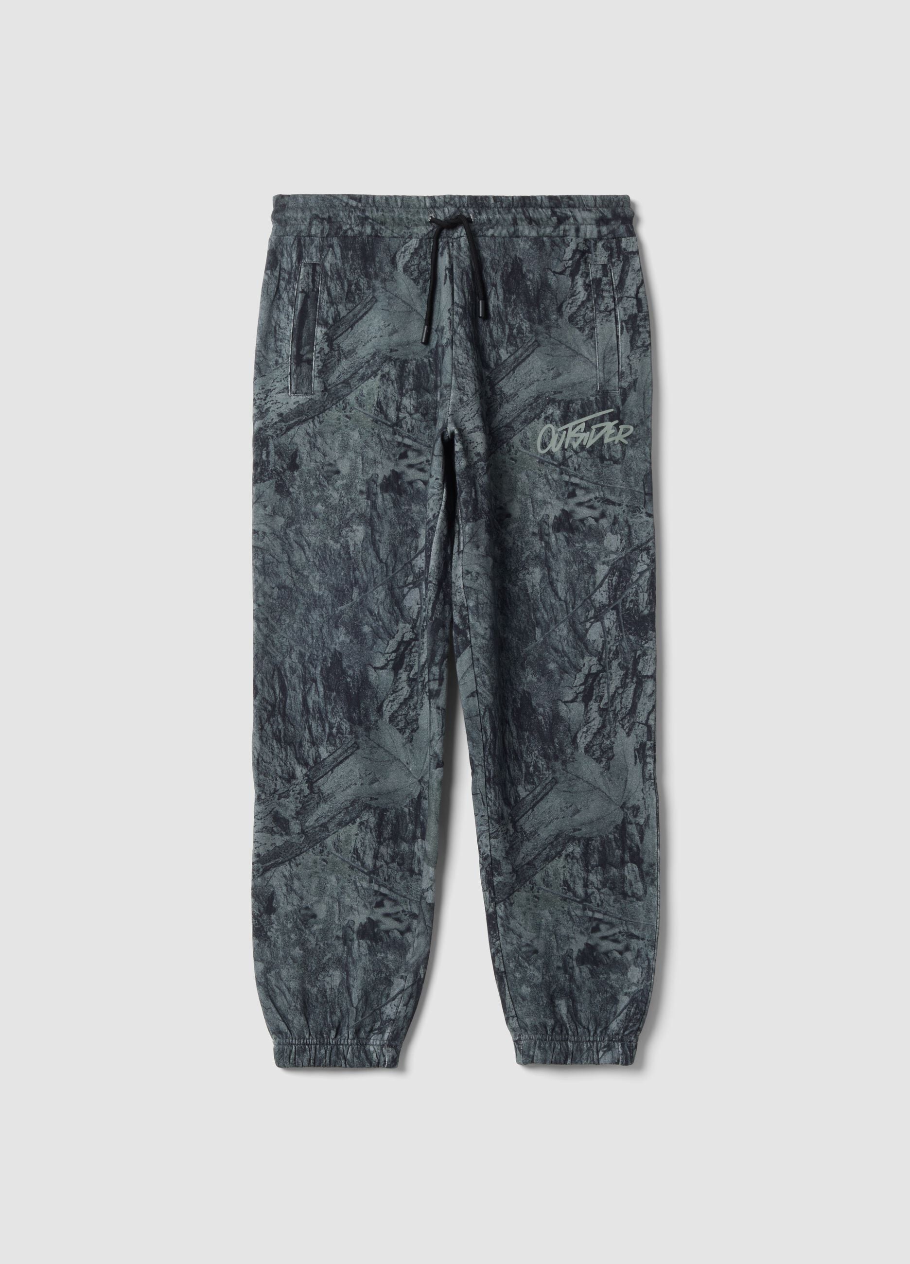 Grey cotton-blend jogger trousers with comfort fit