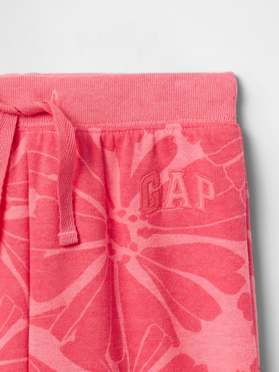 Pink wide-leg joggers with logo embroidery and flowers print_2