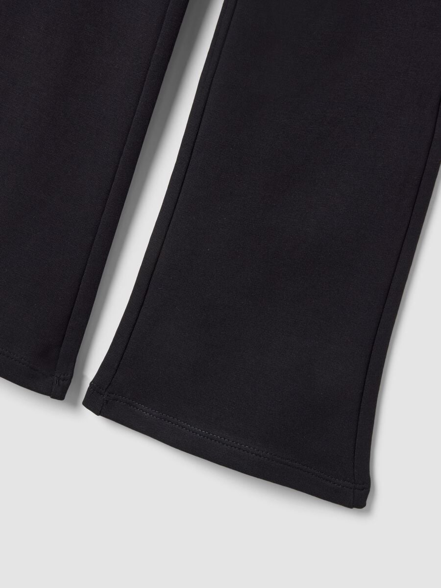 Black organic cotton flared trousers_3