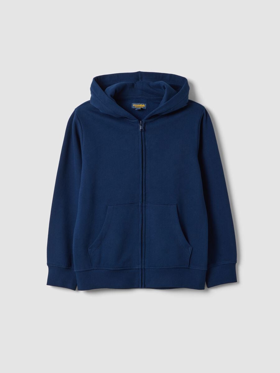 Felpa blu navy in puro cotone organico con girocollo_0
