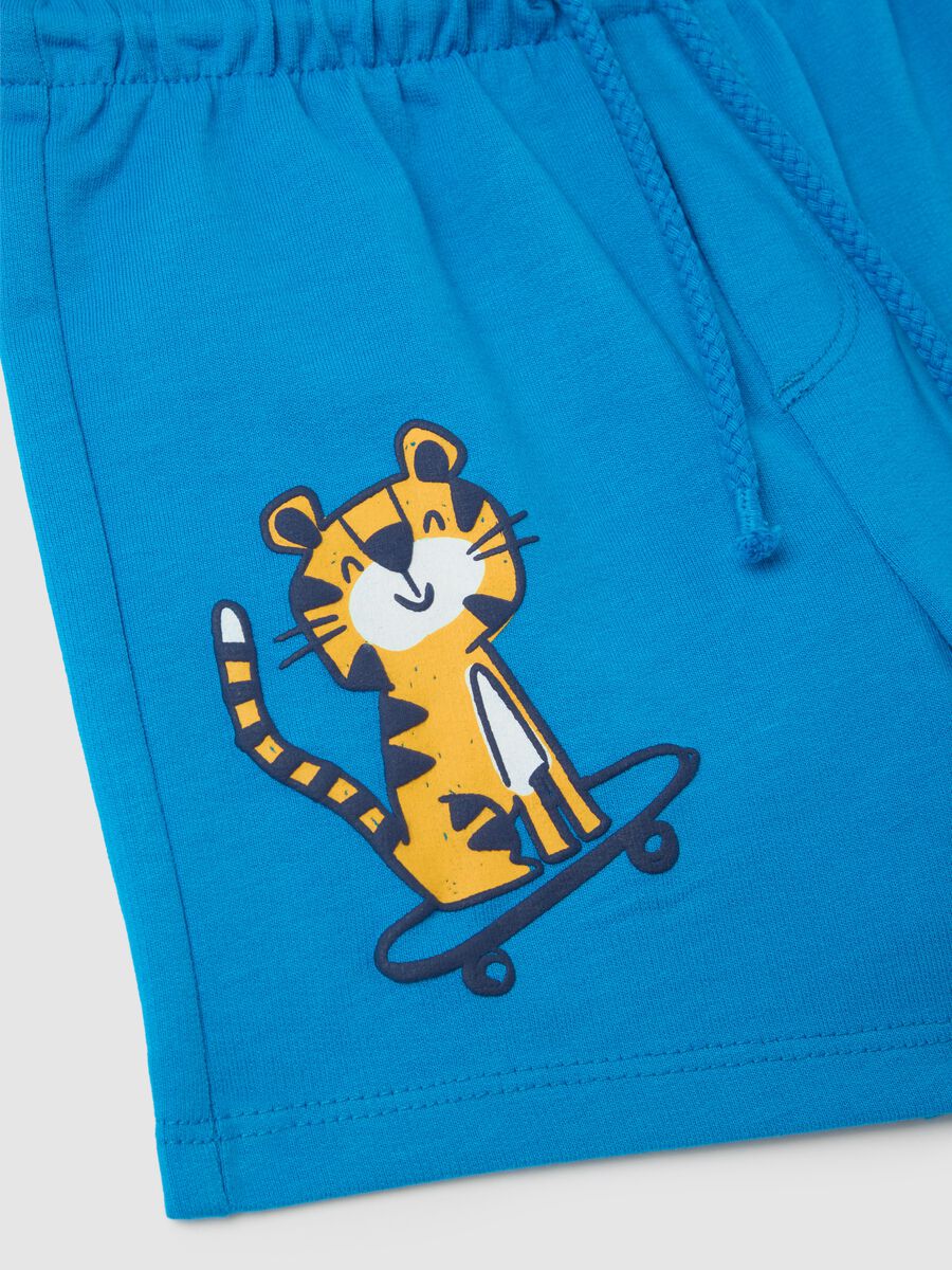 Blue shorts with tiger print in Fagottino cotton_3