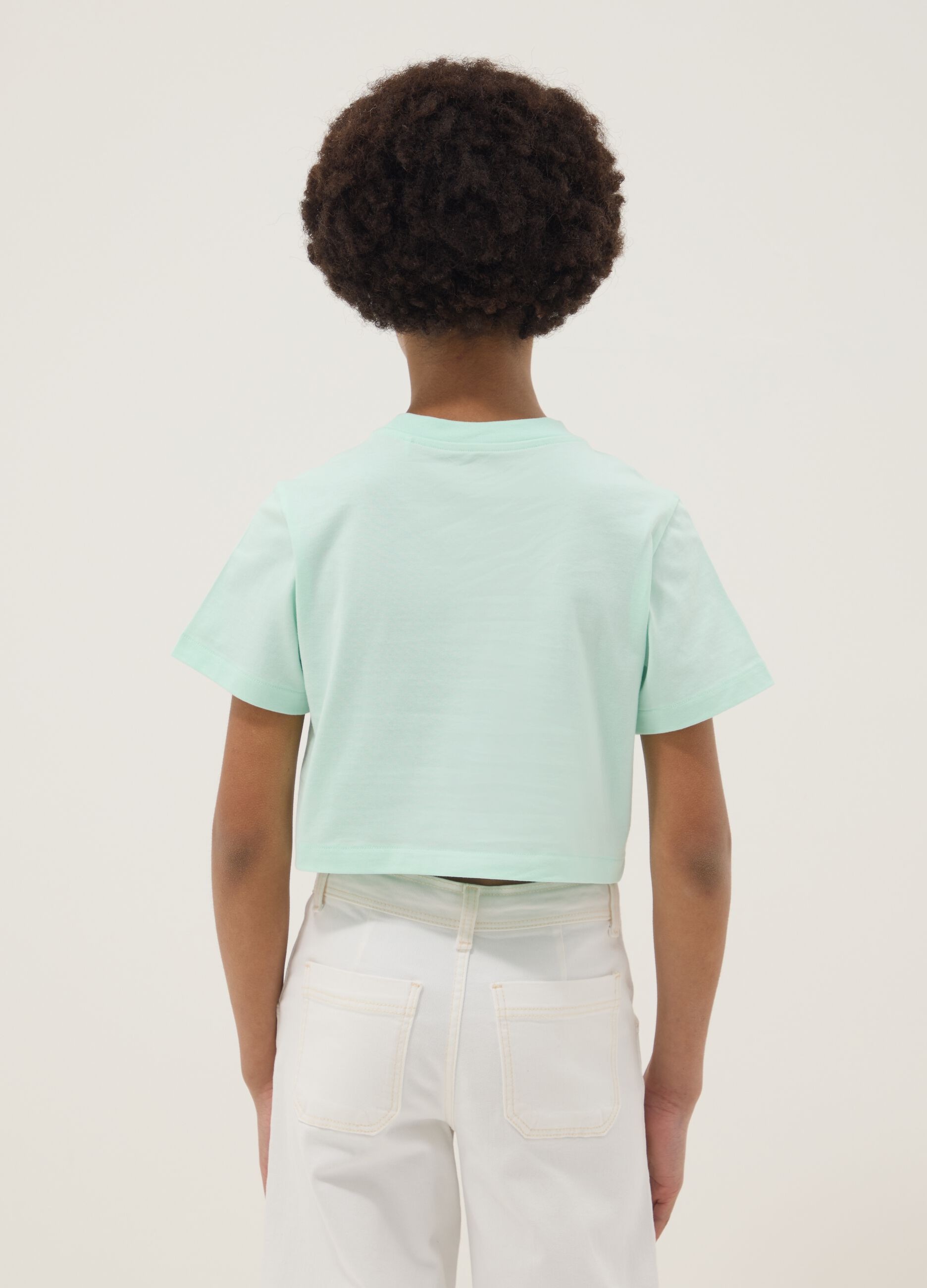 Girls' Green Boxy Fit Pure Cotton T-shirt