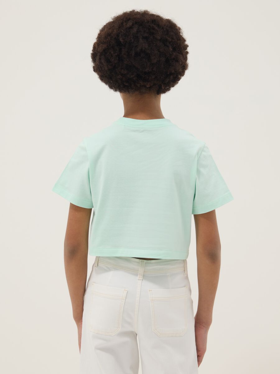 T-shirt in puro cotone verde da ragazza boxy fit_1
