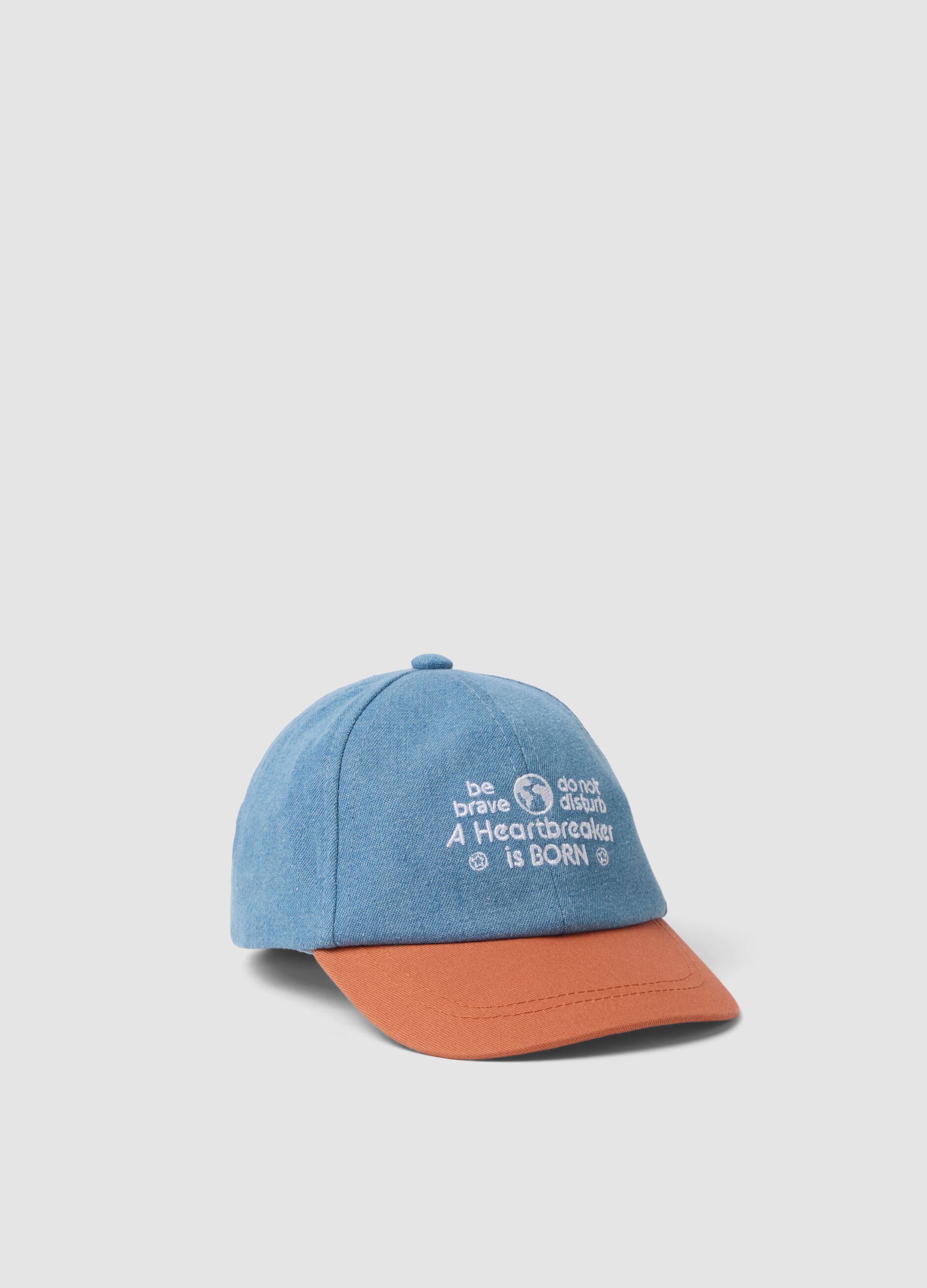 Blue and orange baseball cap in a cotton-viscose blend