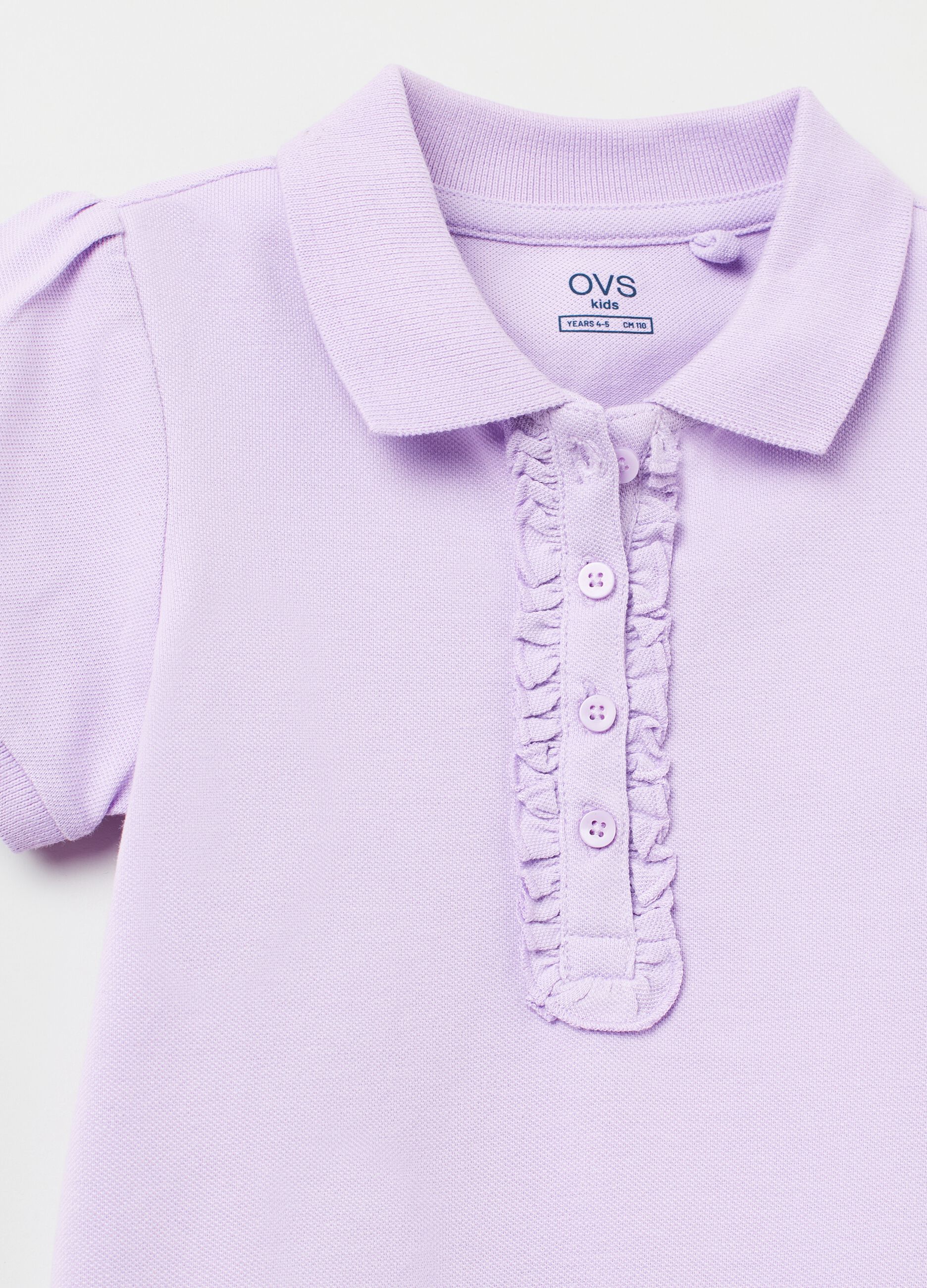 Cotton piquet polo shirt with frills