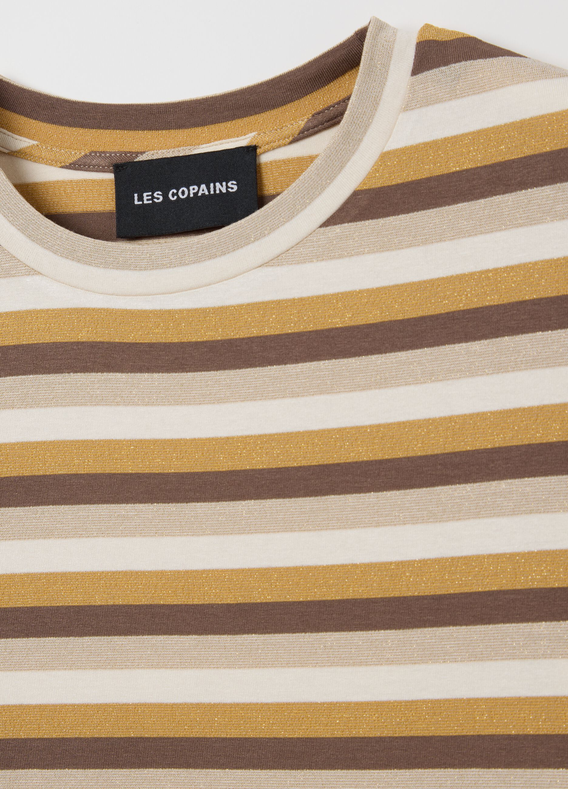 T-shirt with multicoloured stripes and lurex