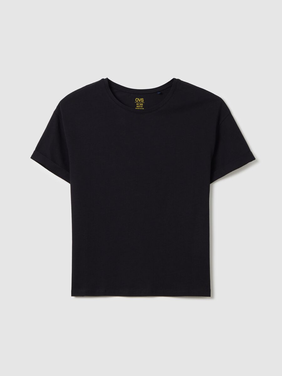 Black boxy-fit T-shirt in cotton_4