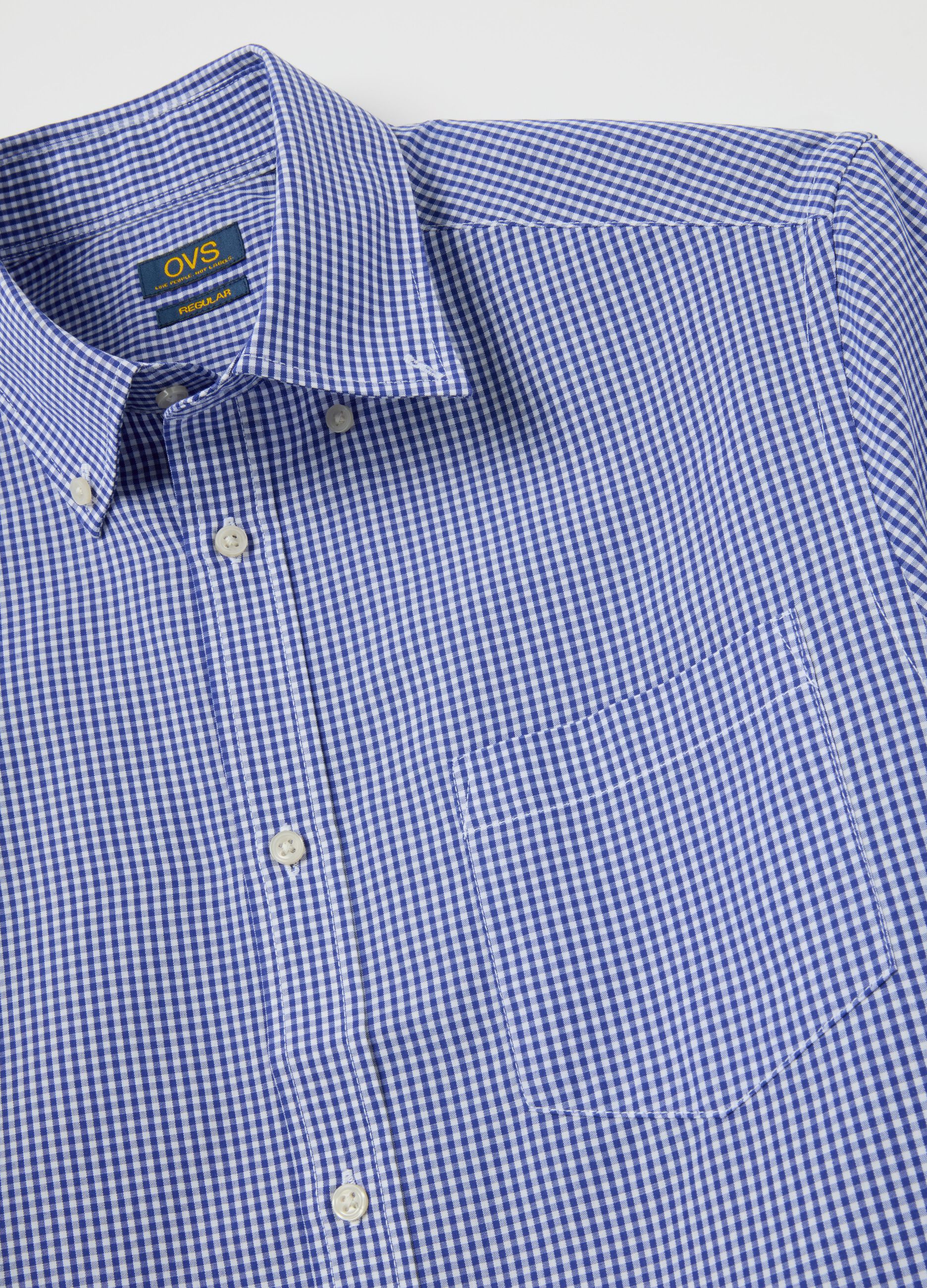 Camicia da uomo in misto cotone blu regular fit