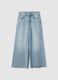 Girls' sky blue pure cotton wide leg jeans_3