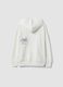 White oversized hoodie in pure cotton with Stitch print for girls_1