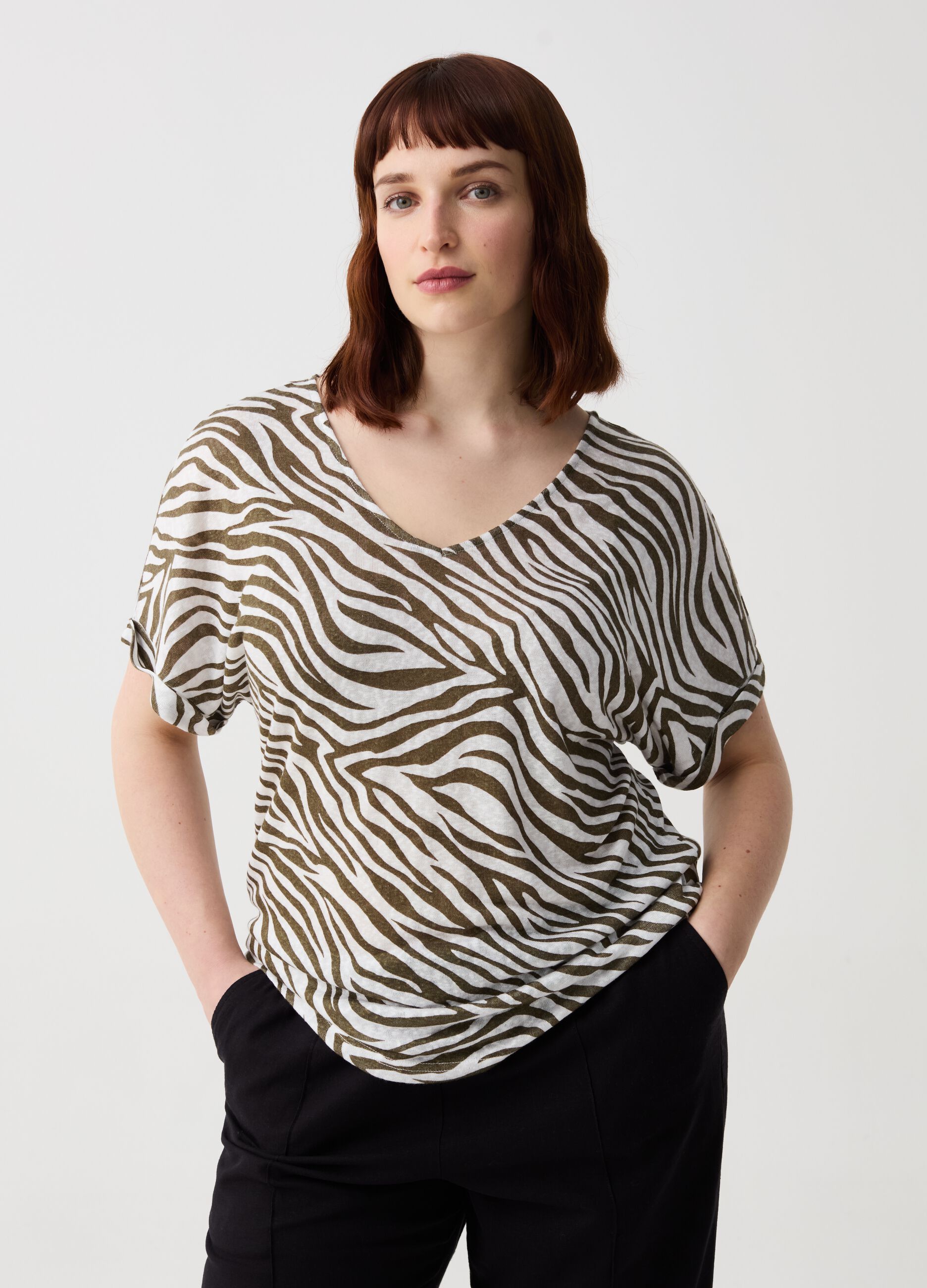 T-shirt con stampa zebrata Curvy