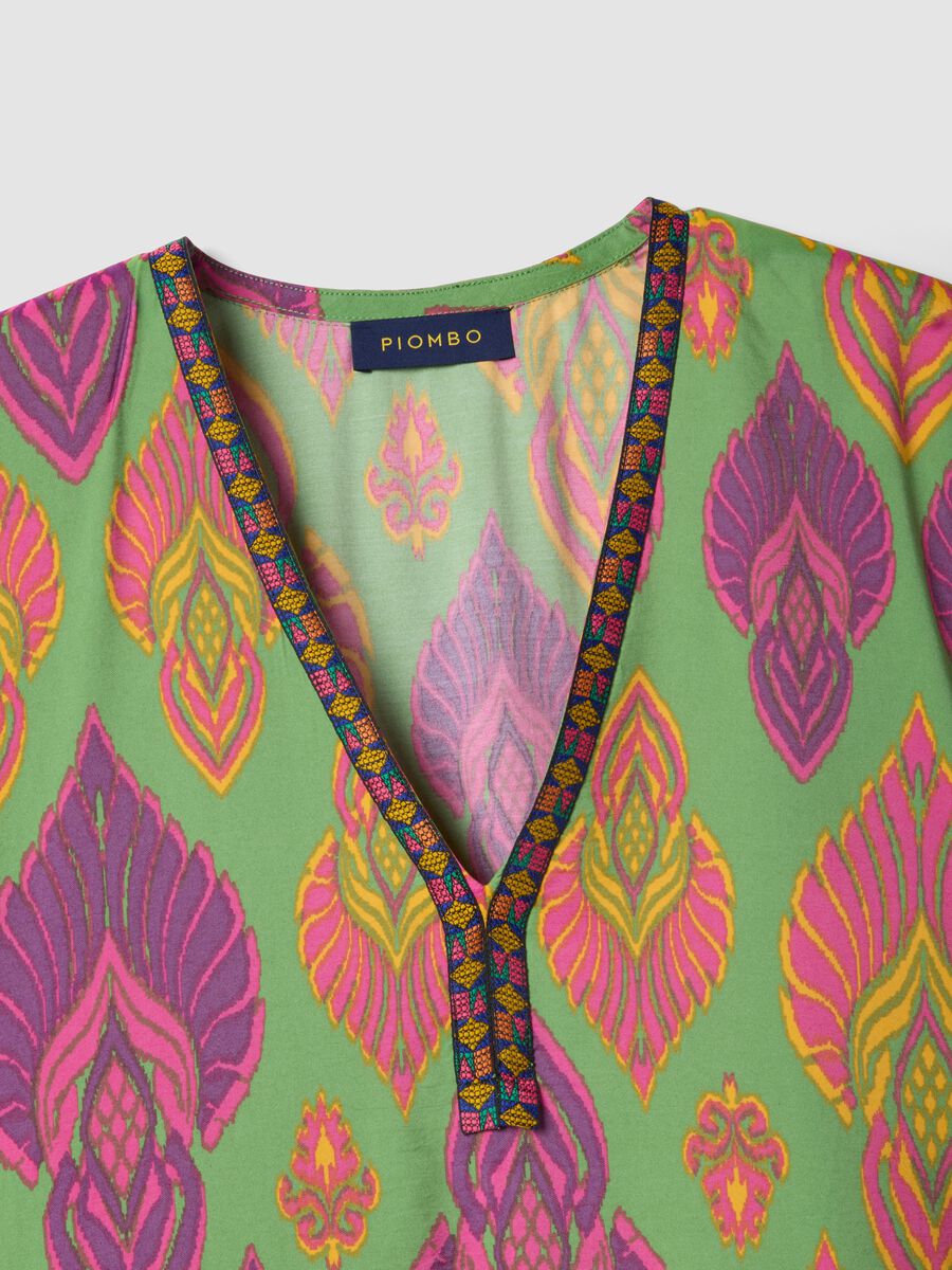Green viscose-blend midi dress with print_5