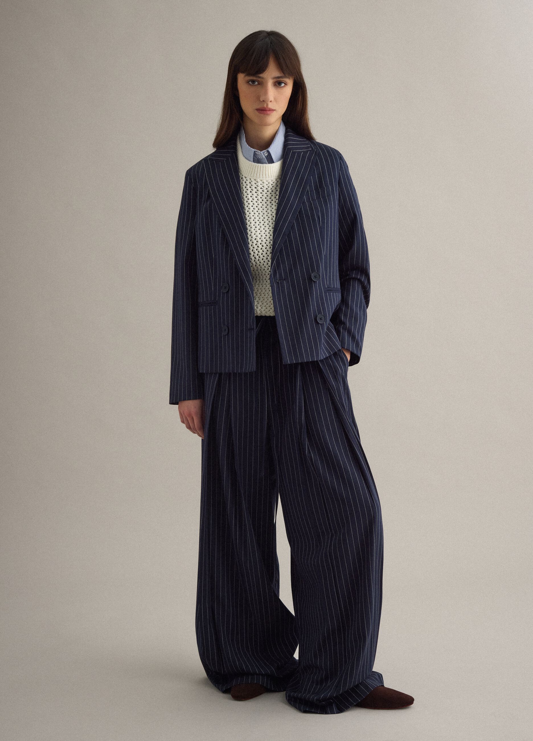 Regular fit multicolour striped blazer