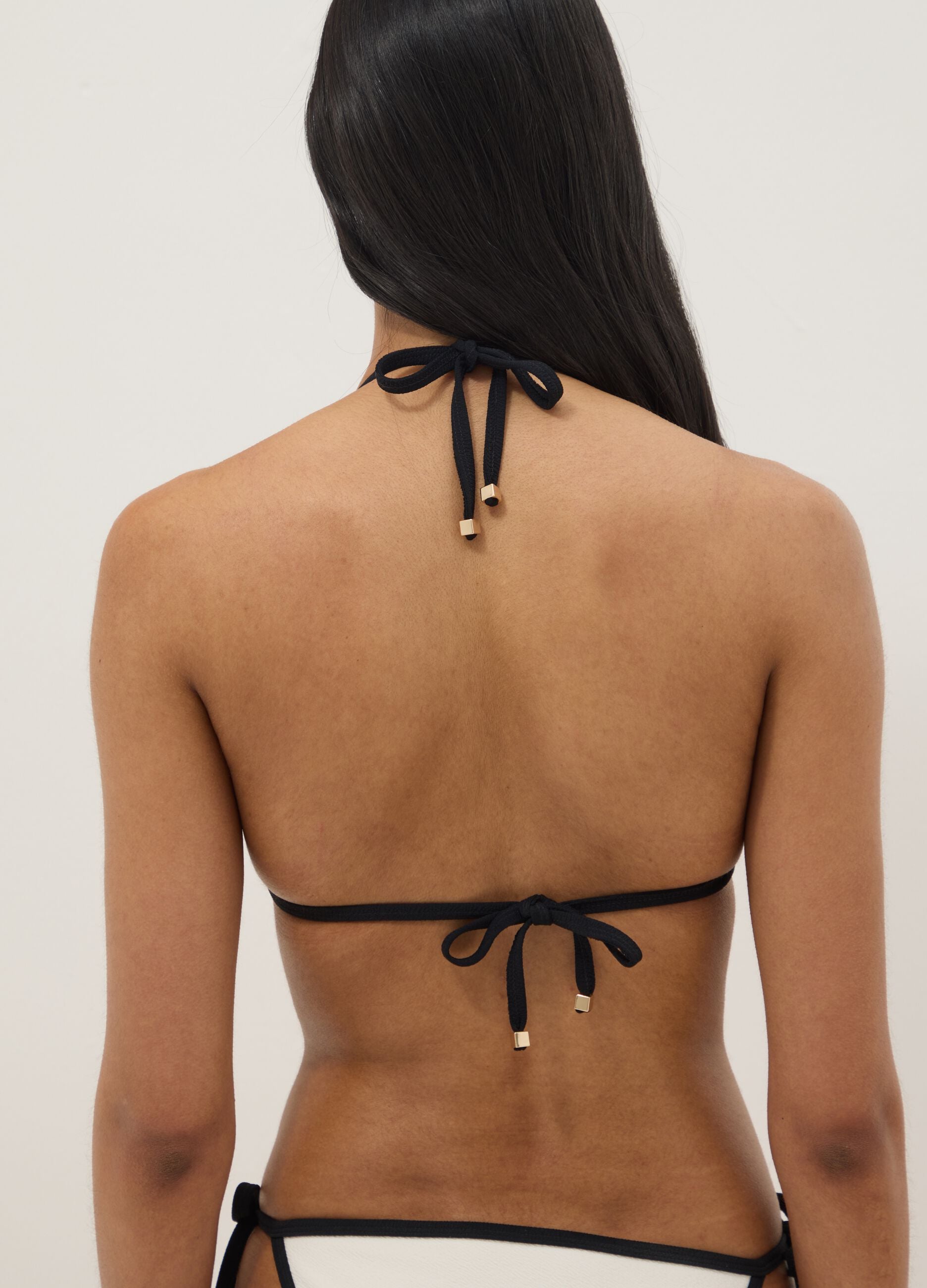 Multicolour triangle bikini top in stretch fabric