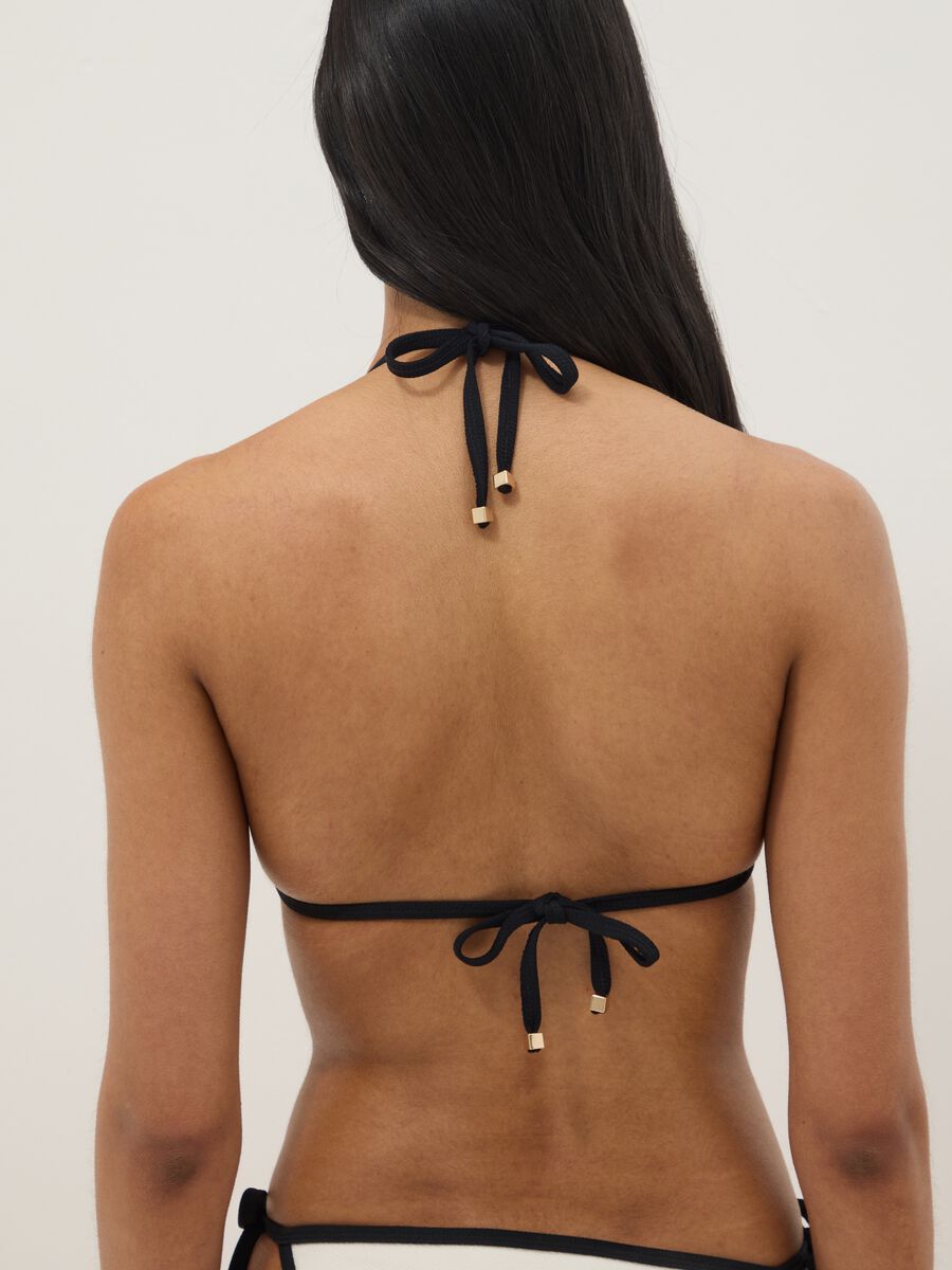 Multicolour triangle bikini top in stretch fabric_3